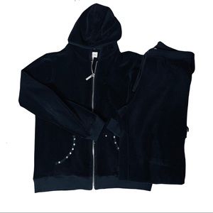 Y2k Velour Rhinestone Bedazzled Tracksuit Set